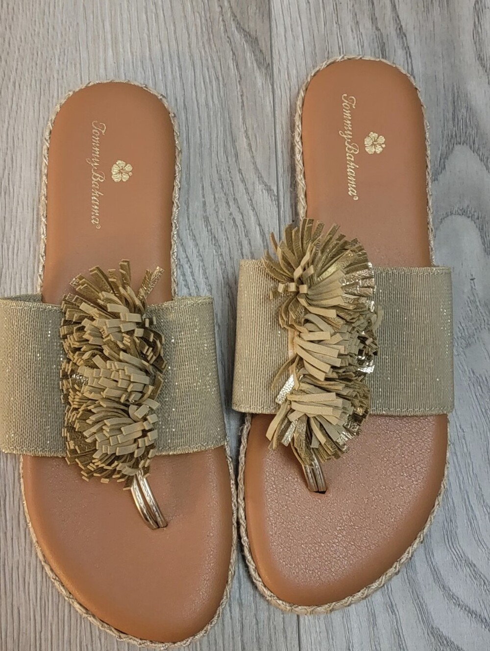 Tommy Bahama Gold Fringe Slide Sandals - Women's